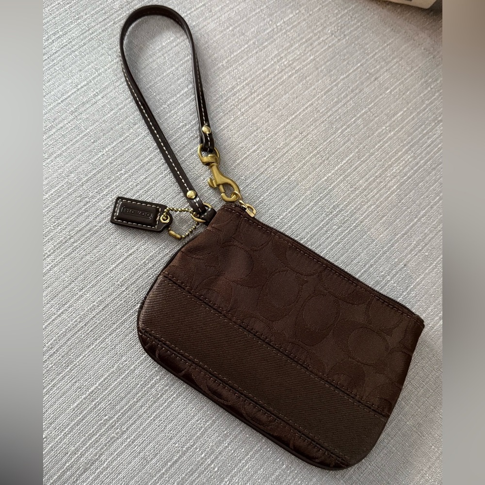 Coach Monogram Brown Wristlet